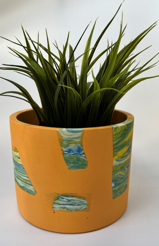 Orange with Large Terrazzo Planter