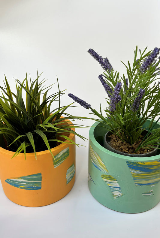 Orange with Large Terrazzo Planter