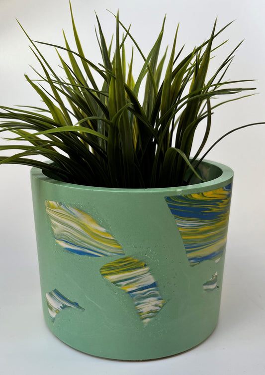 Green with Large Terrazzo Planter