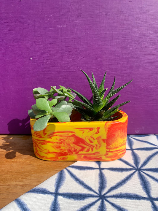 Yellow, Orange and Red Medium Pot