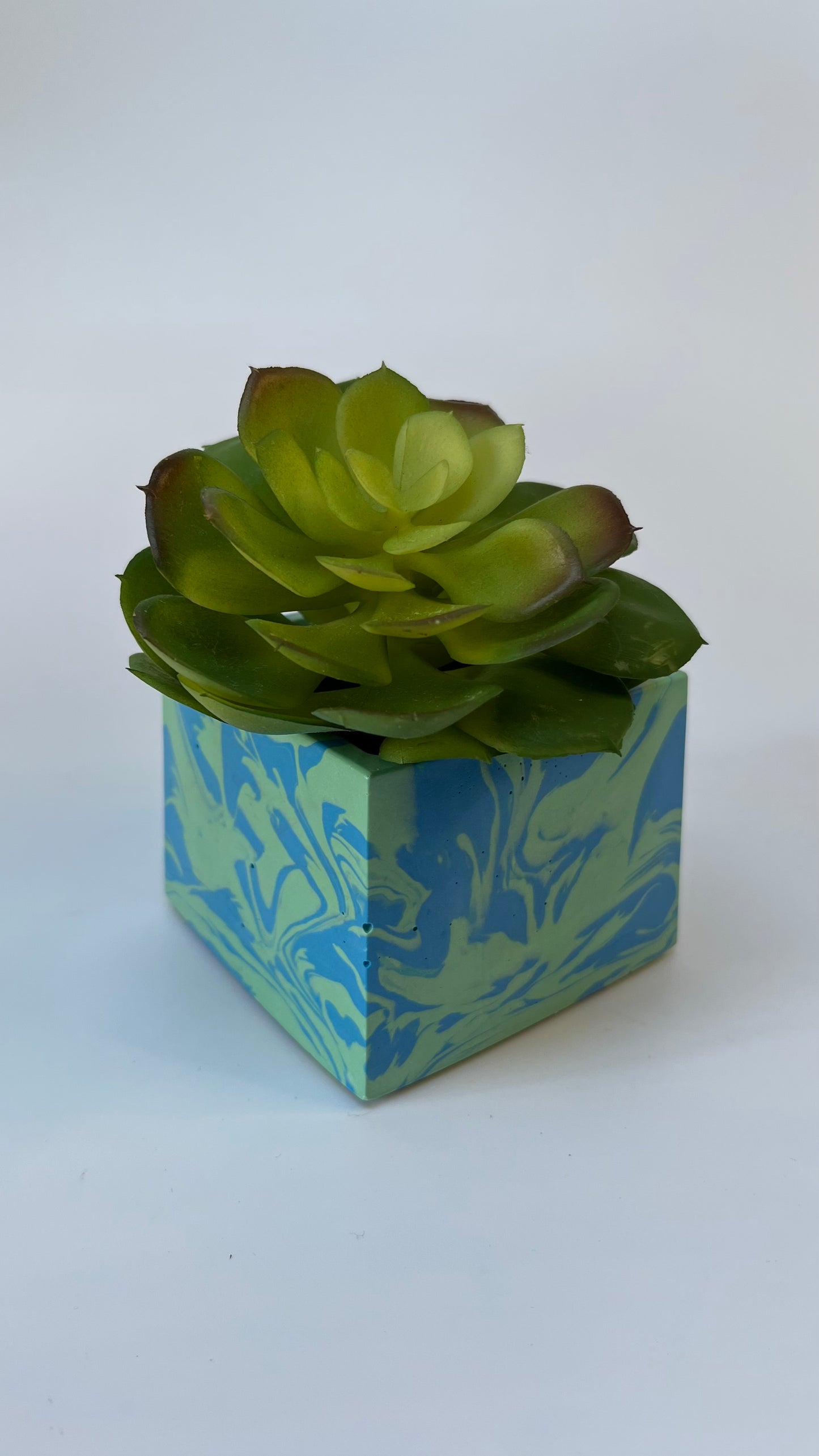 Green and Blue Square Pot