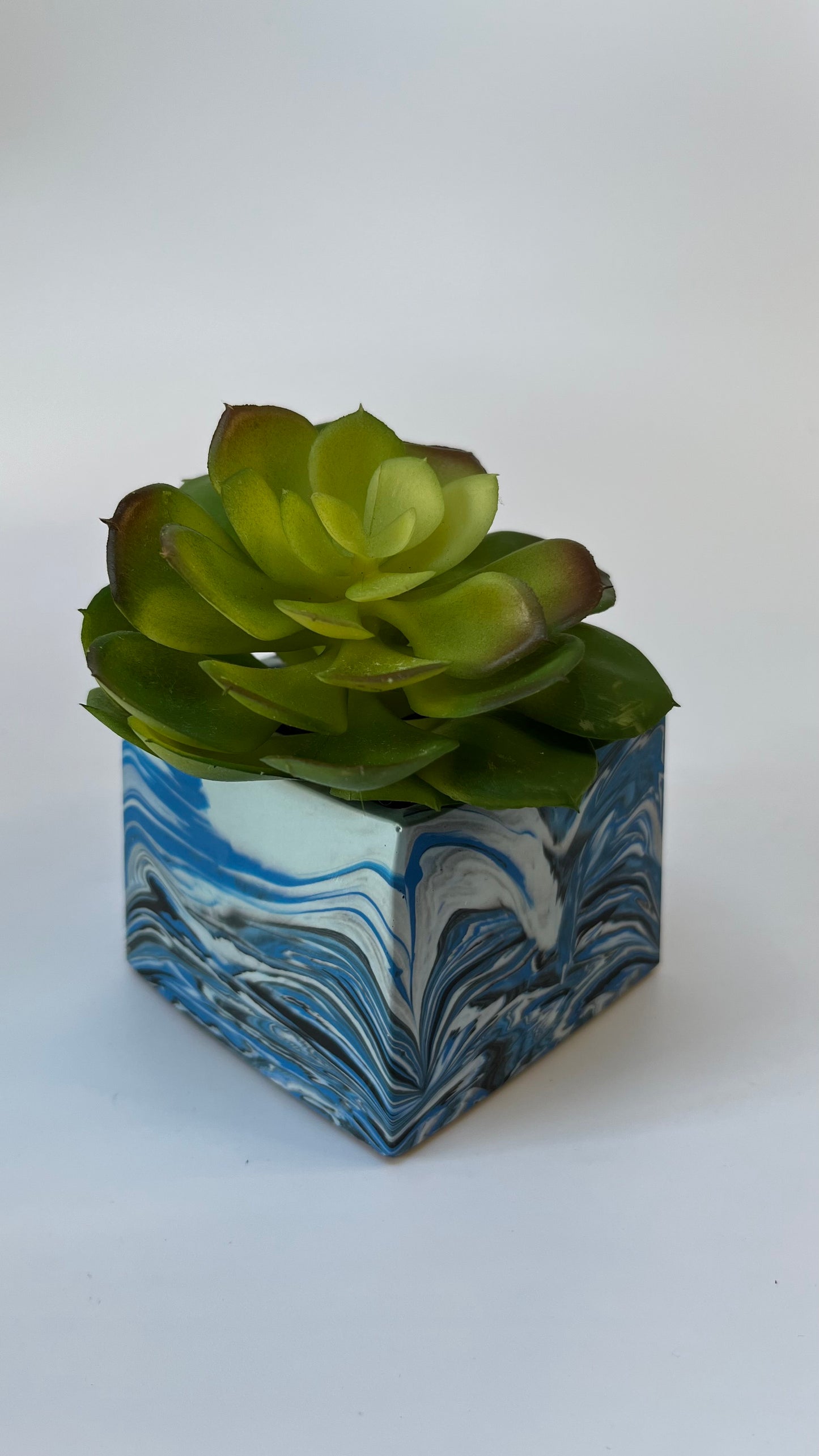 Black, Medium and Light Blue Square Pot