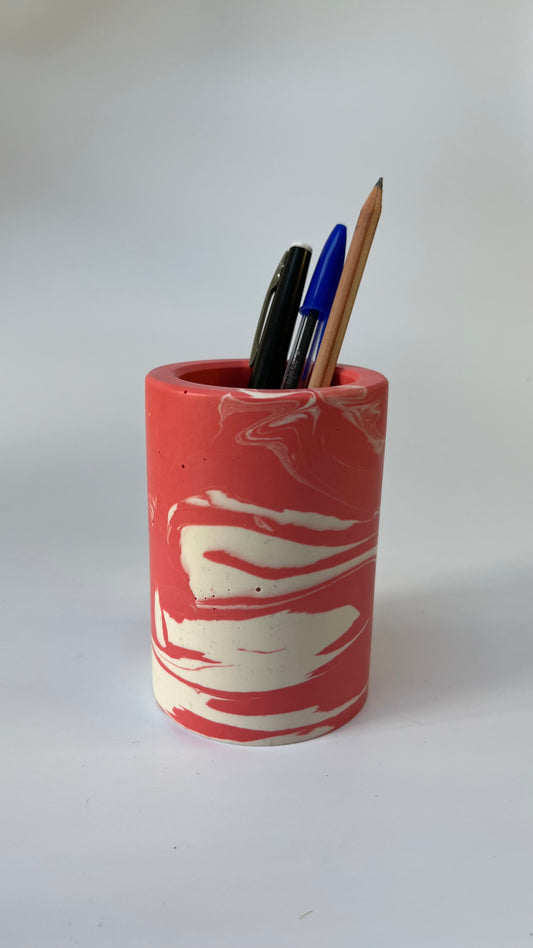 Pink and White Pen Pot